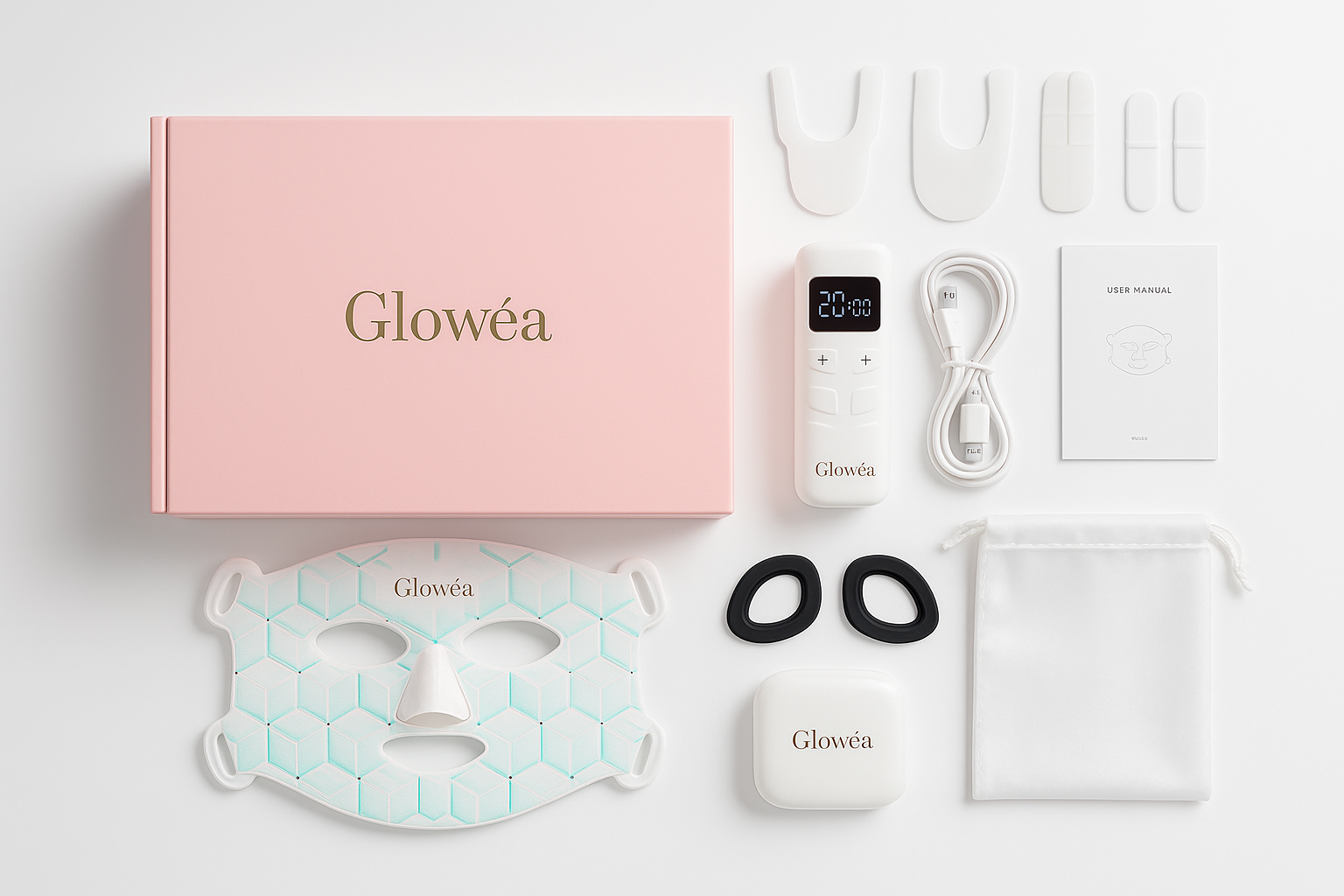 Masque LED Visage Flexible Glowéa - Luminothérapie 7 Couleurs & Infrarouge